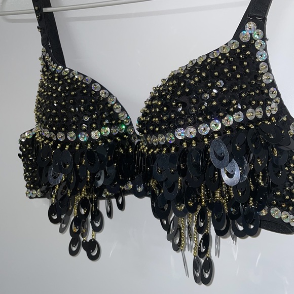 Gold Sequin Sparkly Black Bra - Picture 2 of 5